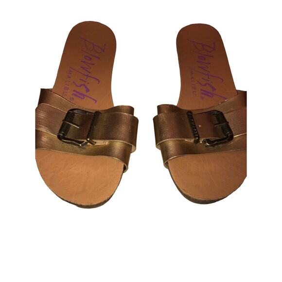 Blowfish Malibu Women's Brown Gold Faux‎ Leather Strappy Sandals Size 7.5 - Picture 2 of 9